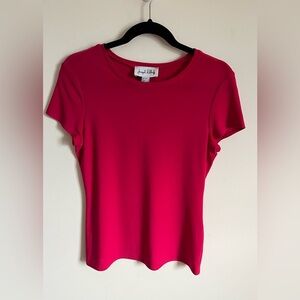Joseph Ribkoff Red Fitted Short Sleeve Classic Essential T-Shirt Sz 8 EUC